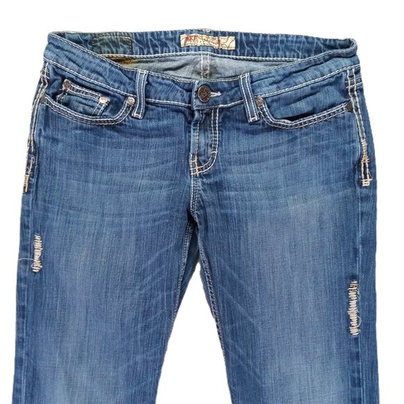 BKE Sabrina Jeans Women 33x32, Tag 29x33.5 Blue Denim Contrast Stitch Bootcut - Picture 3 of 12